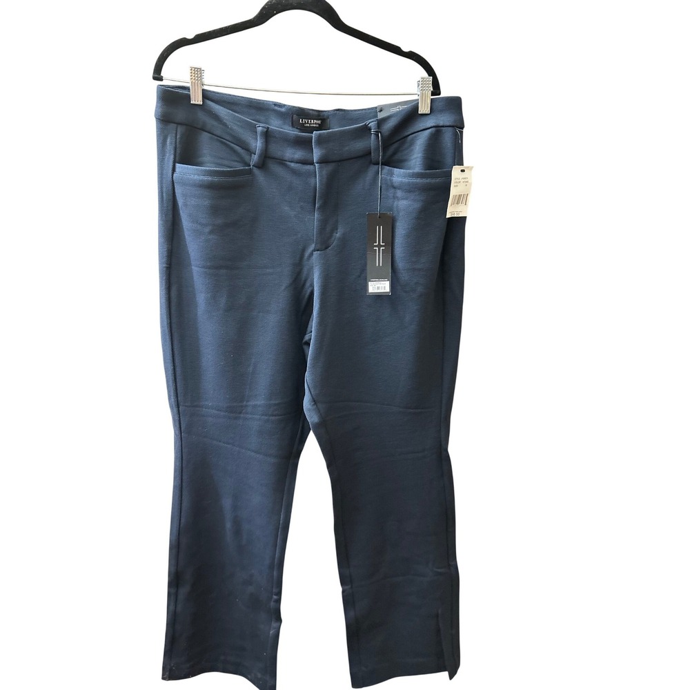 Liverpool Los Angeles Plus Size 18W Navy Blue Textured Ankle Pants New With Tags